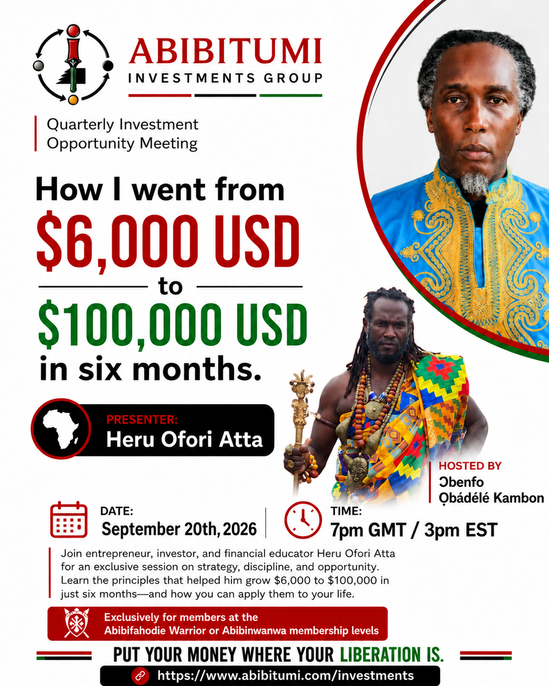 ABIBITUMI Investments Group Fall Equinox quarterly seminar with Heru Ofori Atta, hosted by Ɔbenfo Ọbádélé Kambon