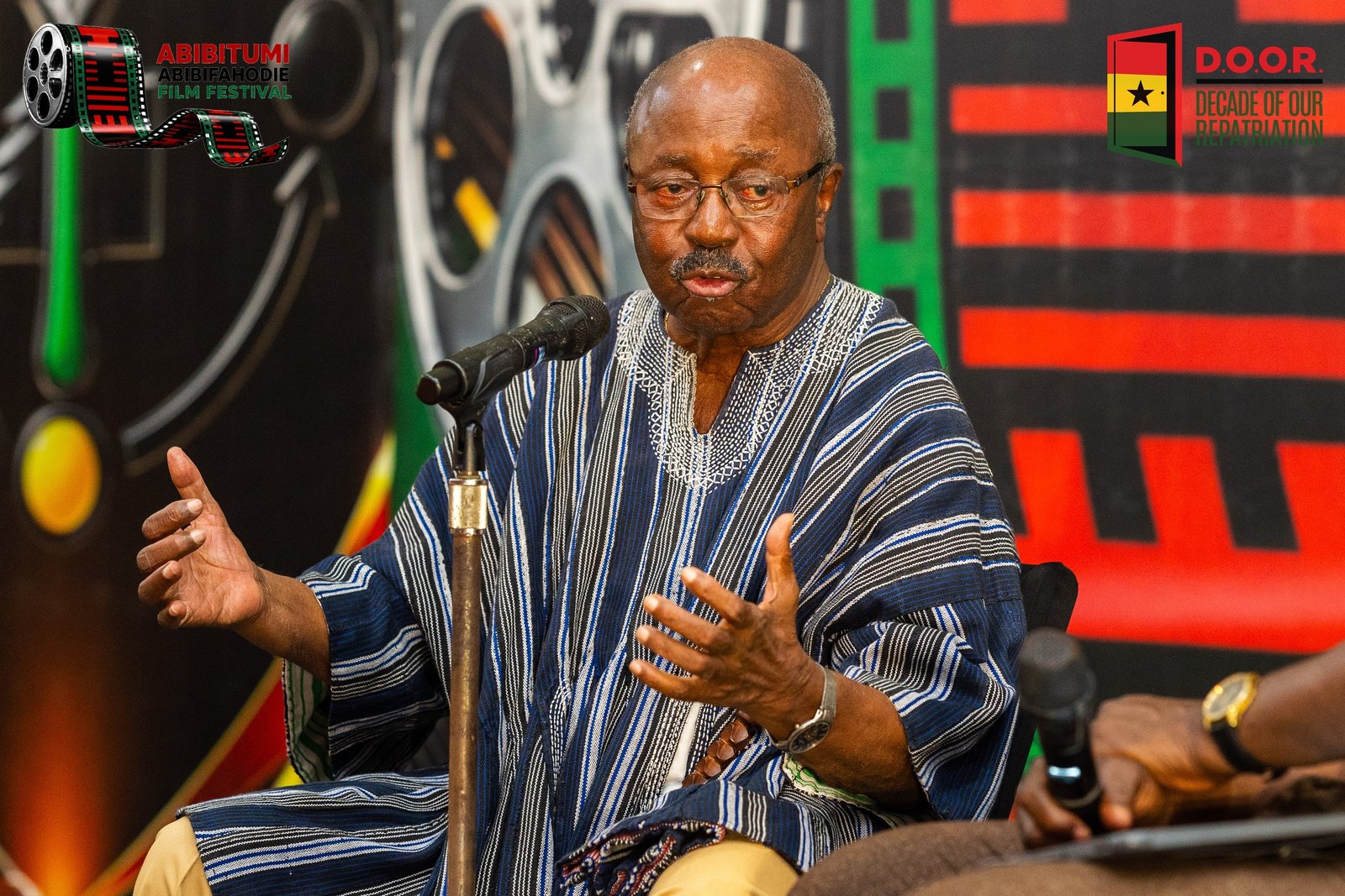 Director Kwaw Ansah speaking during the AAFF 2026 fireside conversation